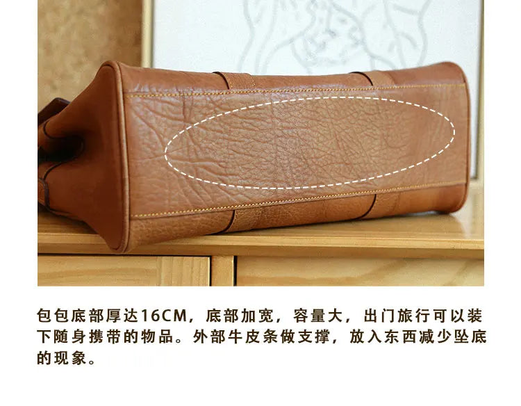 designer handmade genuine leather women large-capacity handbag fashion vintage cowhide multifunctional shoulder crossbody bag