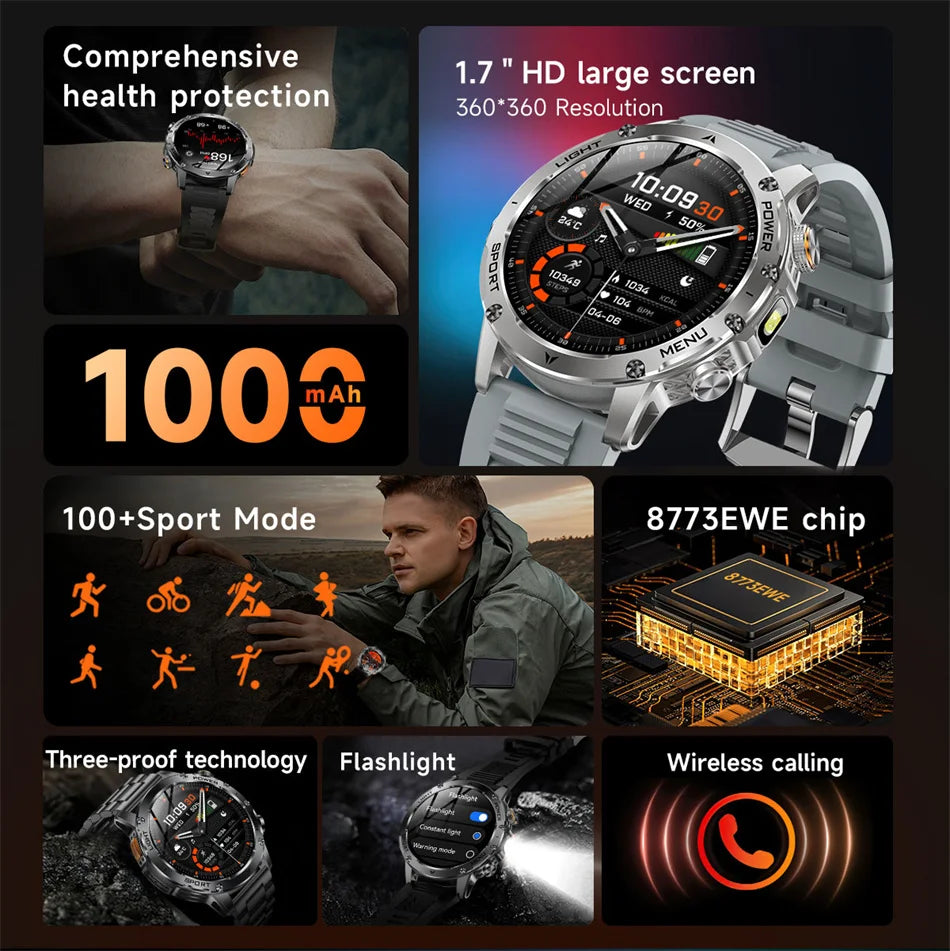 T-Rex 3 Military Grade Smart Watch IP68 Waterproof GPS/ Bluetooth