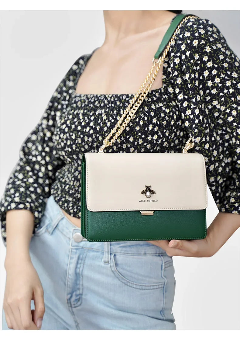 Chain Shoulder Women's  Crossbody Leather Bag (WILLIAMPOLO)