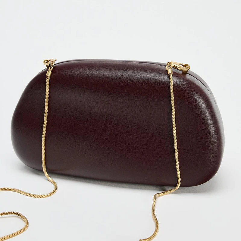 Box Bag Metal Details Crossbody Pu Leather Clutch Shoulder Luxury Brand Handbags Women's Handbag Ladies Female Evening Purse Red