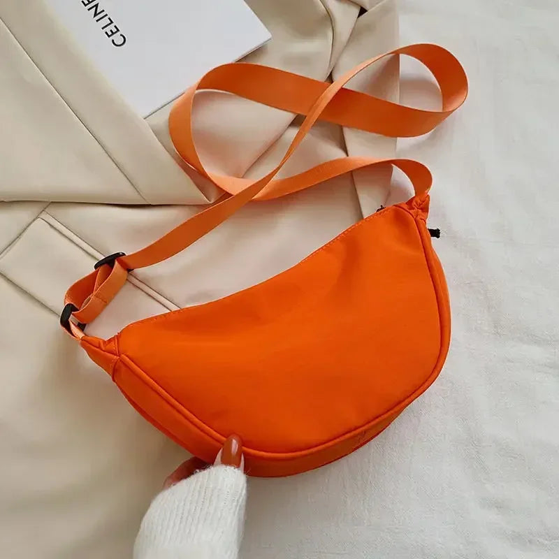 Simple Design Women's Messenger Bag Fashion Ladies Nylon Hobos Small Shoulder Bags Vintage Female Girls Purse Cloth Handbags