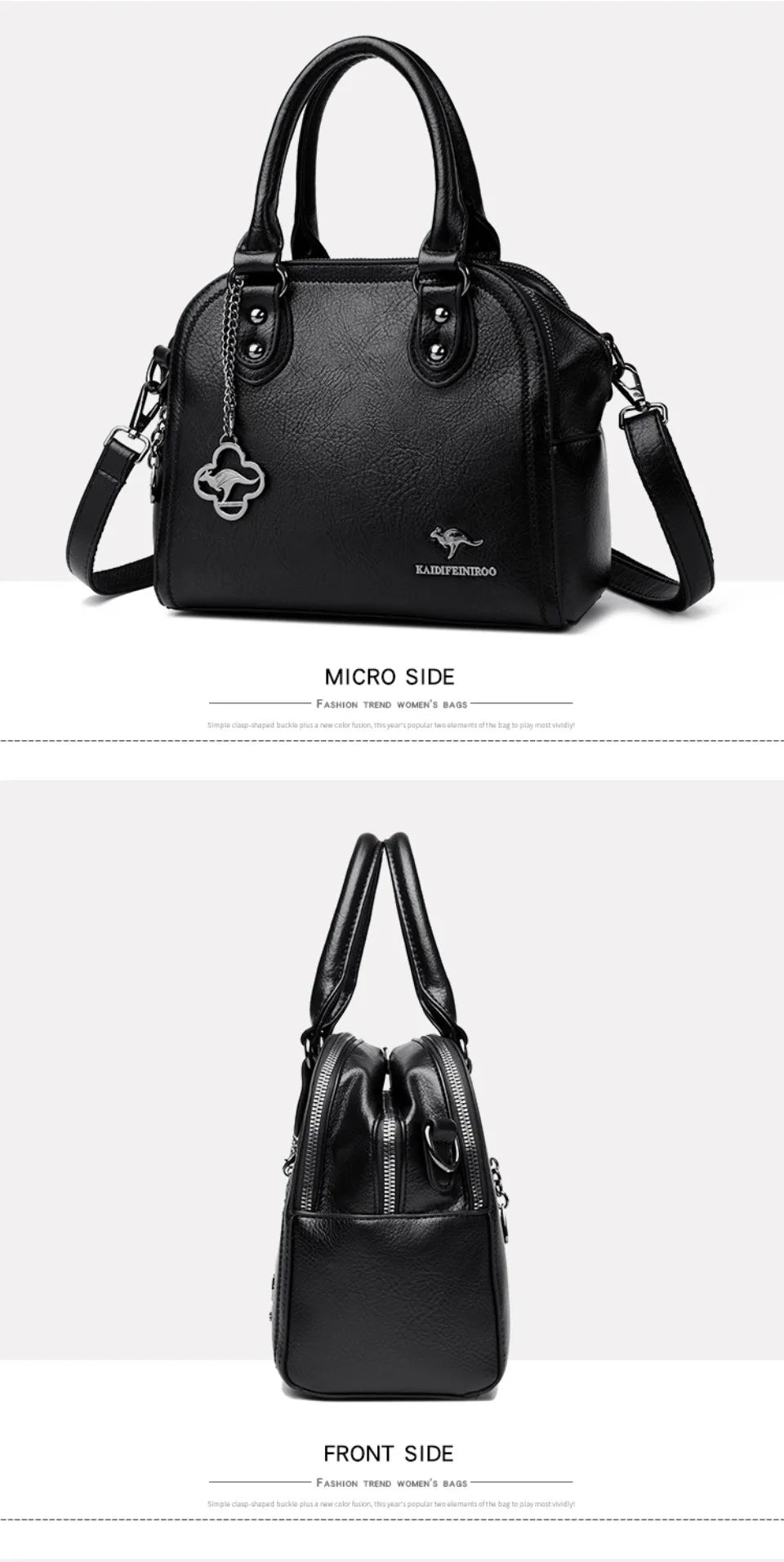 Genuine Kangaroo Brand Soft Pu Leather Hand Bag Small Handbags Women Shoulder Bags for Mother 3 Layers Tote Commuting Bag Summer
