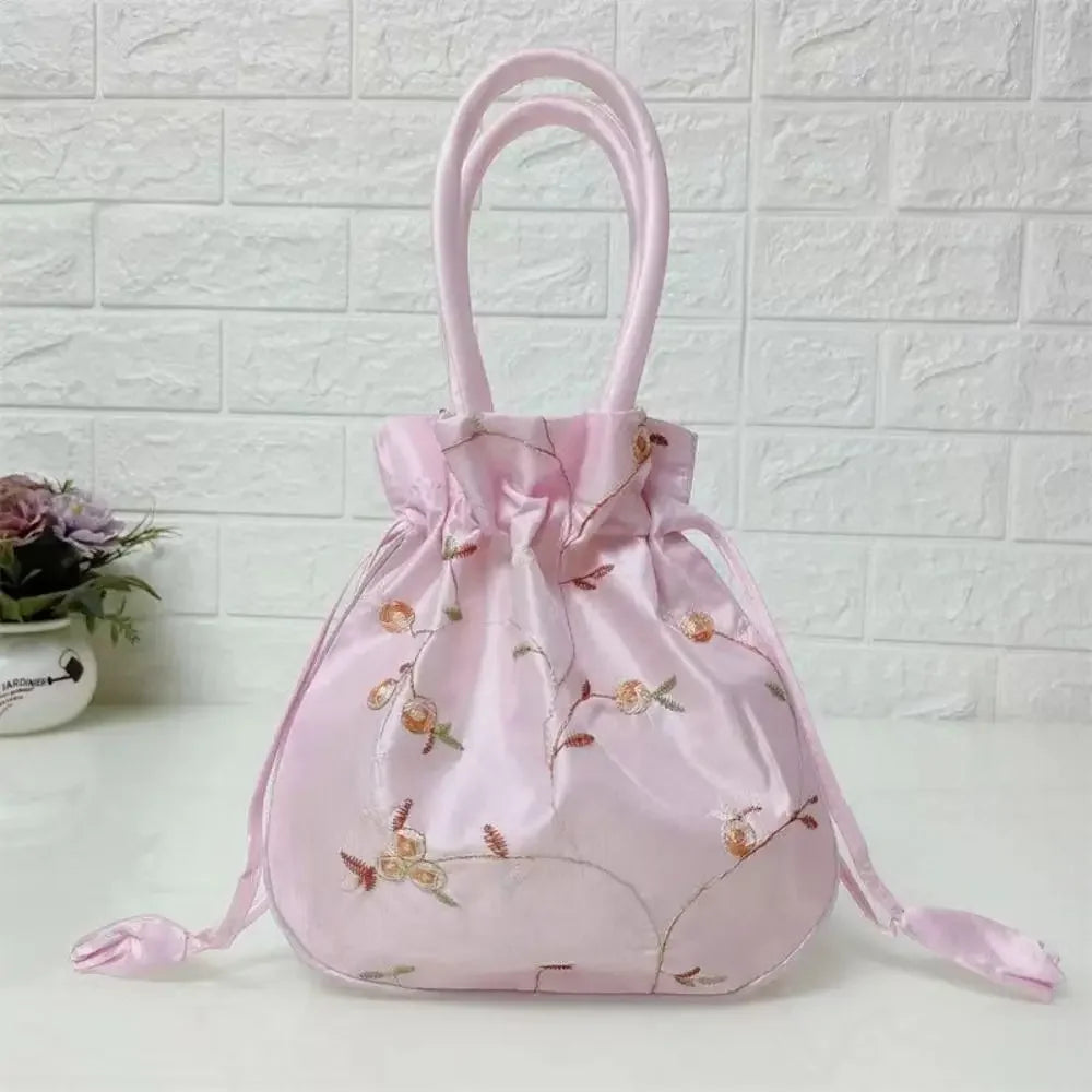 Embroidered Flower Handbags Ethnic Style Cosmetic Handbag Purse Top Handle National Style Purse Women