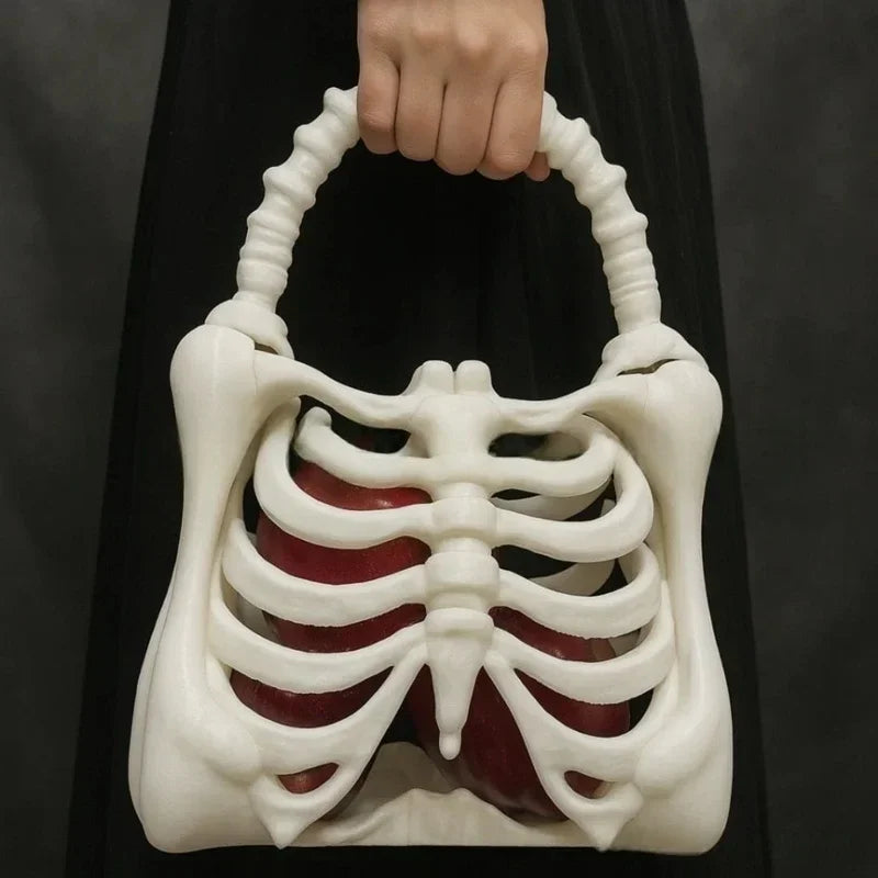 Novelty Skeleton Handbag Gothic Rib Cage Shape Purse, Unique Halloween Party Clutch Bag for Women ,Clutch Bag for Costume Party