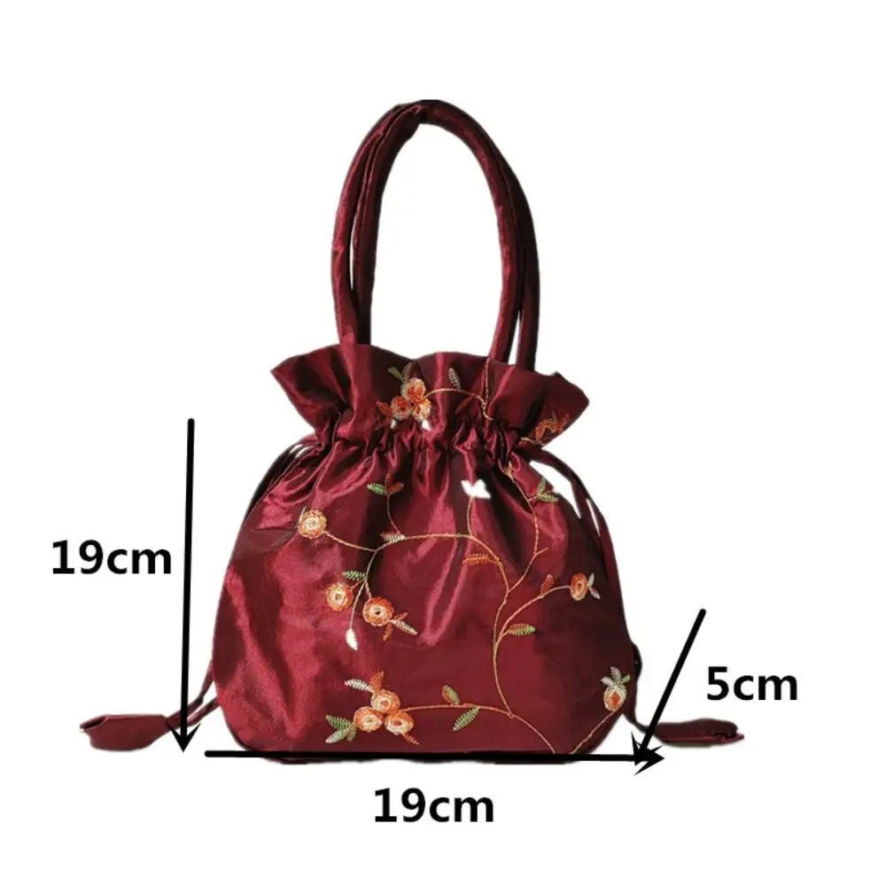 Embroidered Flower Handbags Ethnic Style Cosmetic Handbag Purse Top Handle National Style Purse Women