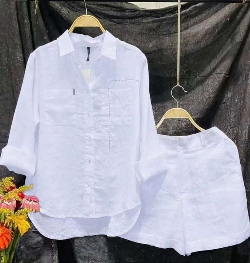 🙋Long Sleeve & Shorts Cotton Linen Casual Set for Women💥💯
