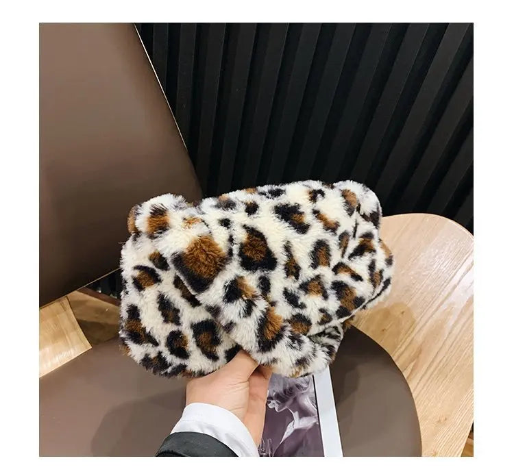 New Fluffy Totes Soft Plush Shoulder Underarm Bag Solid Color Purse Autumn Winter Handbag Women Lady Fashion Storage Pouch