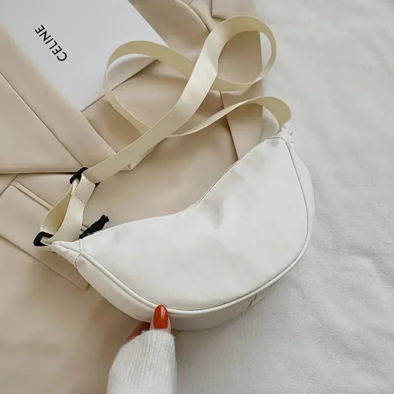 Simple Design Women's Messenger Bag Fashion Ladies Nylon Hobos Small Shoulder Bags Vintage Female Girls Purse Cloth Handbags