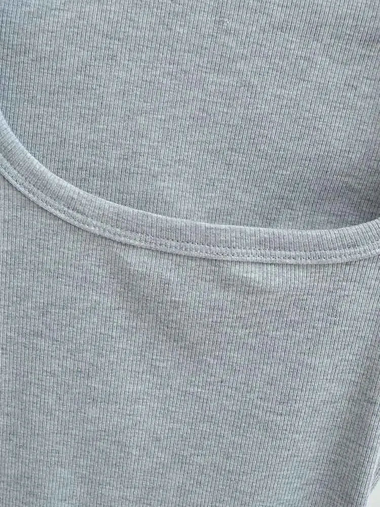 Square Neck High Crop Top