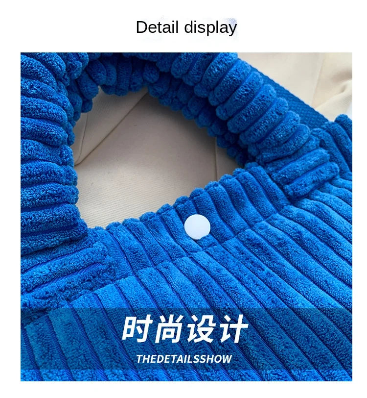2025 Trend New Handbags Niche Versatile Bucket Shoulder Bags Fashion Corduroy Women's Bag Female Nylon Button Crossbody Bags