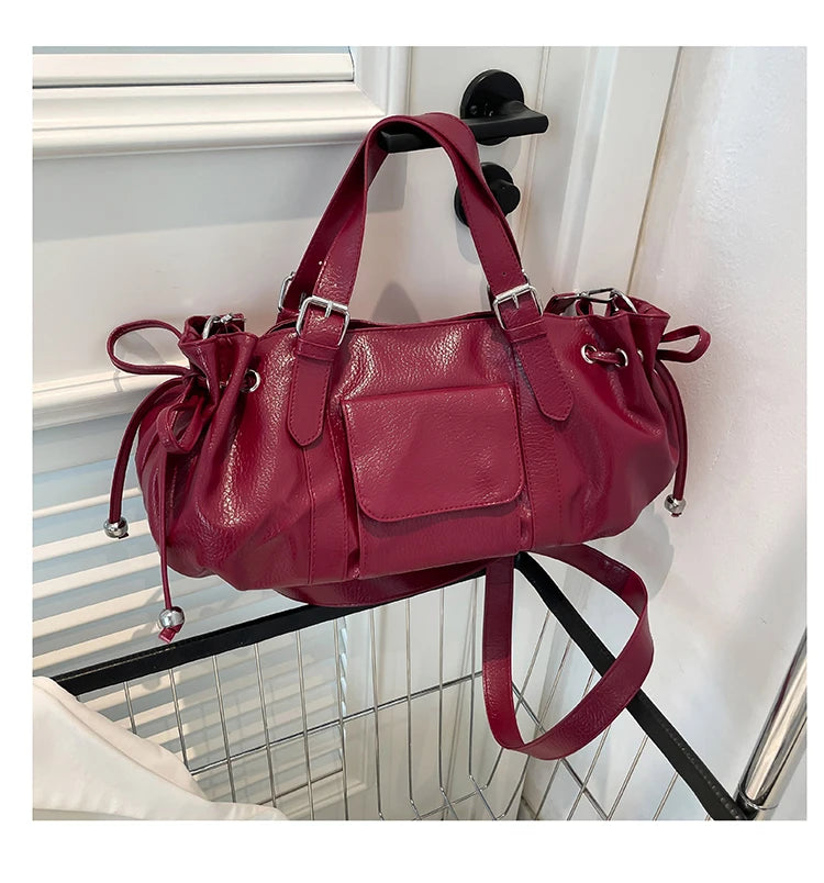 PU Leather Handbag Fashion Solid Vintage & Classic  Crossbody Bag