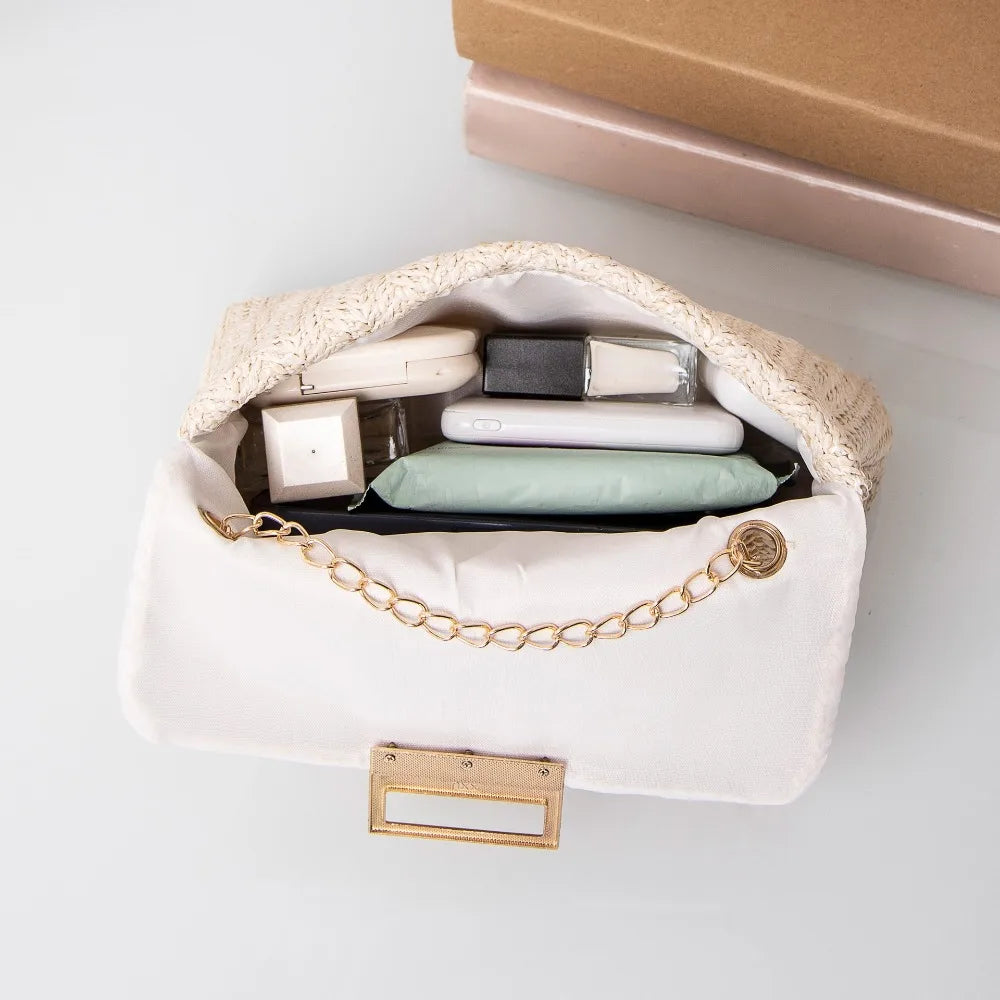 Fashion Straw Shoulder Bag Woven High Capacity Clutch Handbag Handmade Crossbody Bag Women