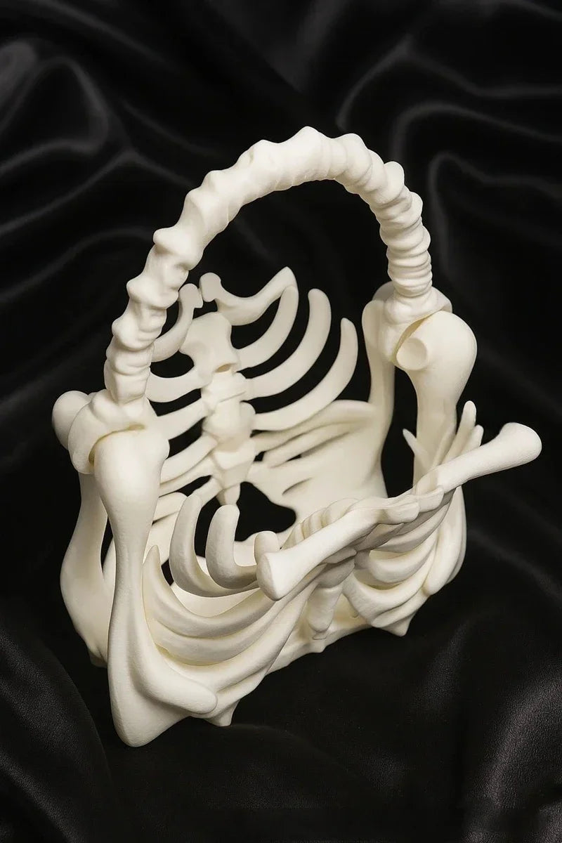 Novelty Skeleton Handbag Gothic Rib Cage Shape Purse, Unique Halloween Party Clutch Bag for Women ,Clutch Bag for Costume Party