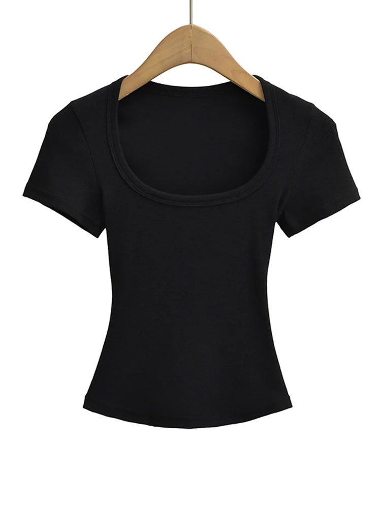 Square Neck High Crop Top