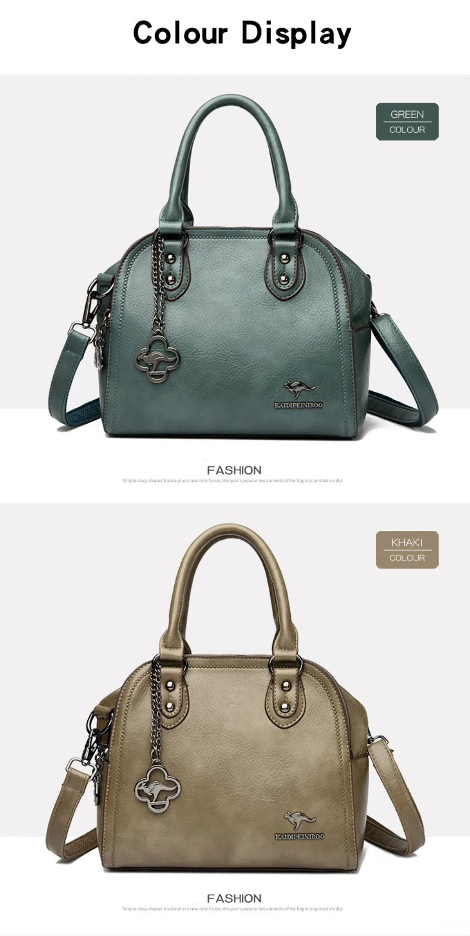 Genuine Kangaroo Brand Soft Pu Leather Hand Bag Small Handbags Women Shoulder Bags for Mother 3 Layers Tote Commuting Bag Summer