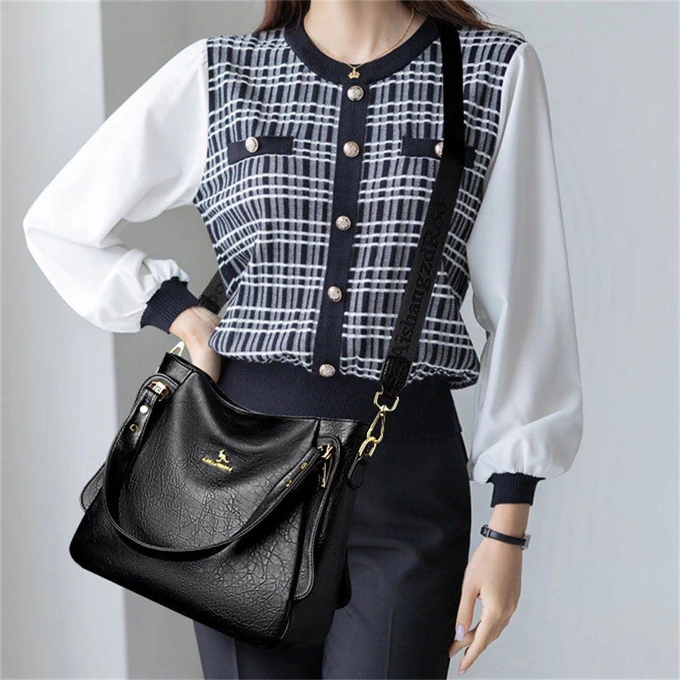 Genuine Soft Leather Shoulder Crossbody Tote Messenger Bag Large Capacity