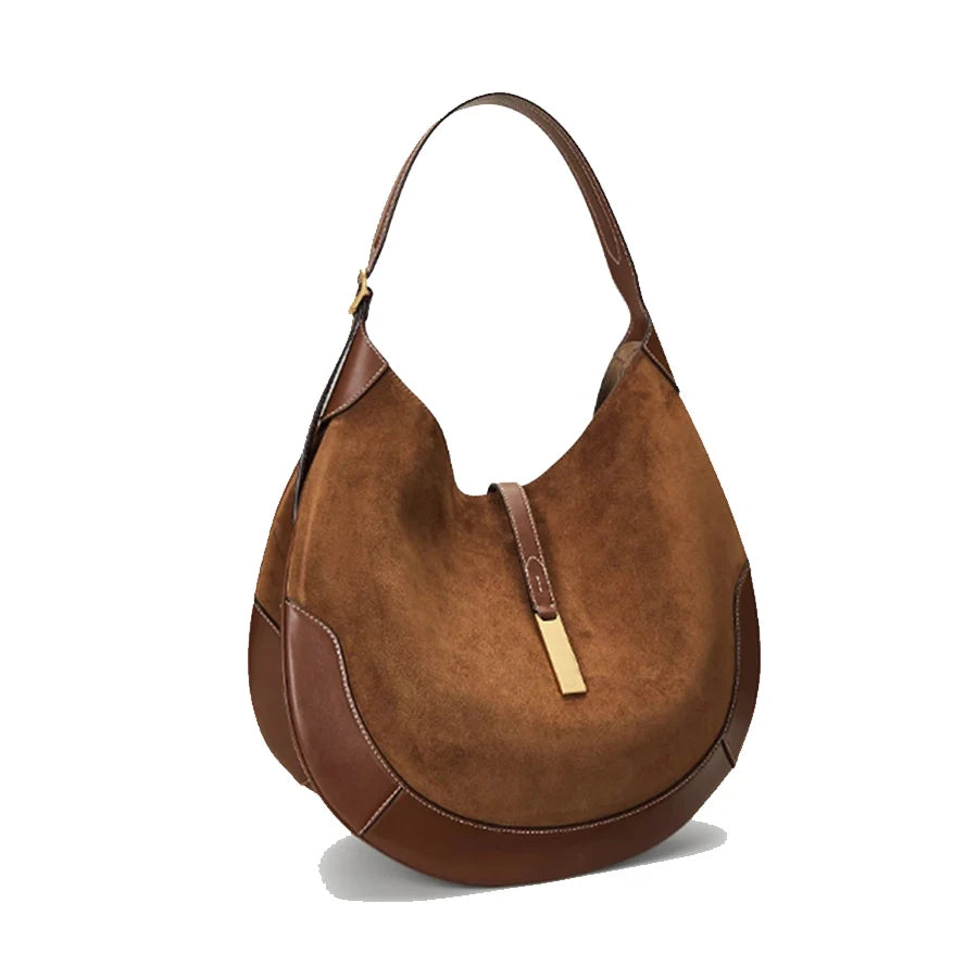 Women's Underarm bag Suede Splicing Pu Crescent Leather Bag