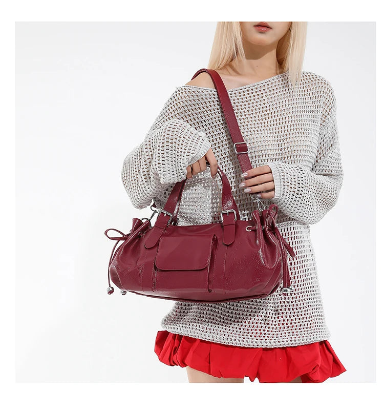 PU Leather Handbag Fashion Solid Vintage & Classic  Crossbody Bag