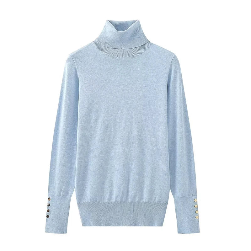 Women Long Sleeve Basic Turtleneck Knit Sweater Casual Pullover Knitwear