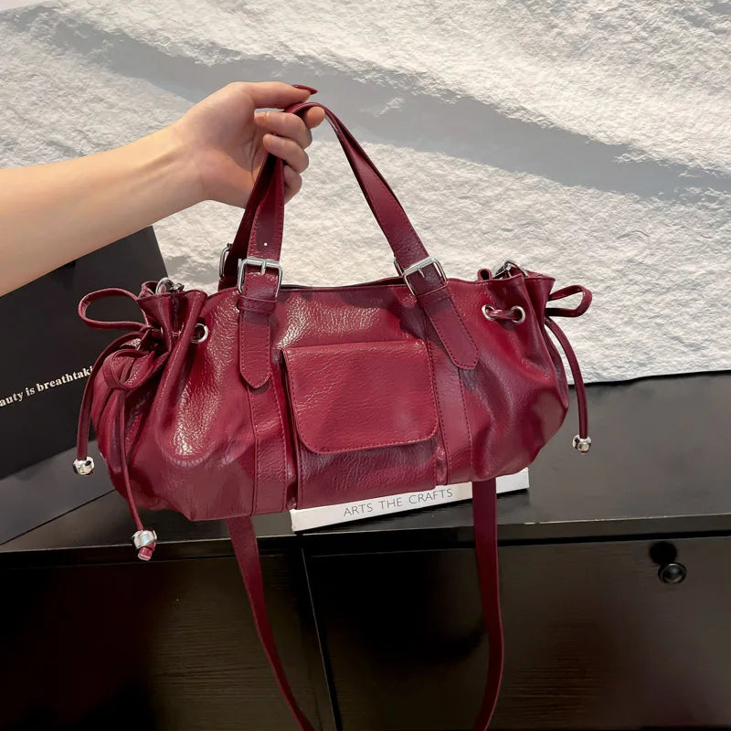 PU Leather Handbag Fashion Solid Vintage & Classic  Crossbody Bag