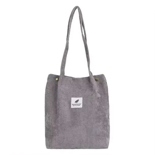 Women Corduroy Shoulder Shopping Bags Reusable Casual Outdoor Party Tote 2024 New Female Bag Handbags with Button Eco Organizer