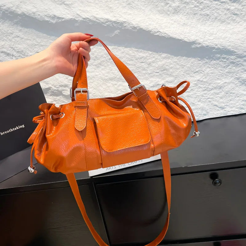 PU Leather Handbag Fashion Solid Vintage & Classic  Crossbody Bag