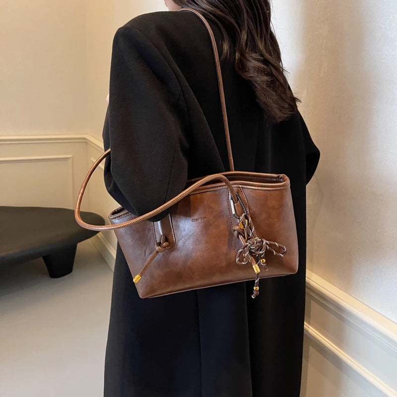 PU Leather Shoulder Bags For Women 2025 Spring Y2K Trend Female Crossbody Bag Lady Handbags And Purses Retro Tote Bag