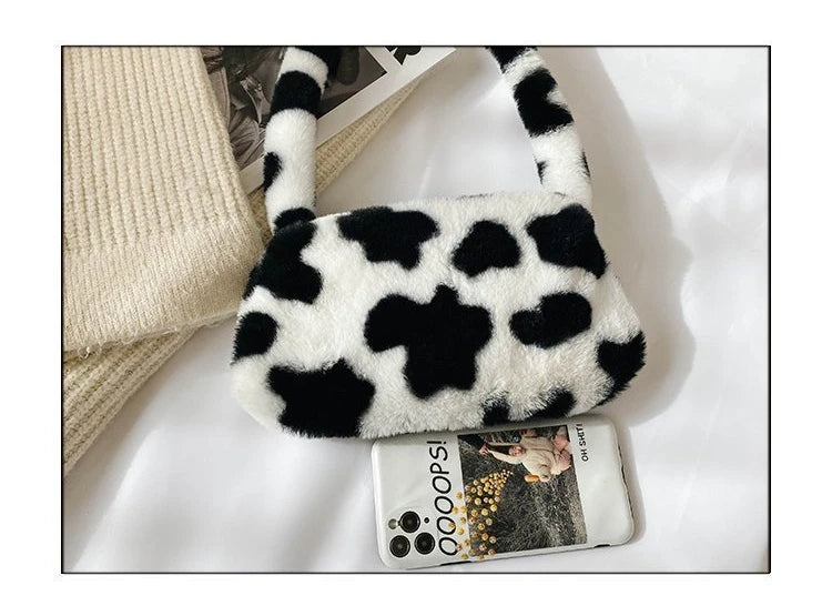 New Fluffy Totes Soft Plush Shoulder Underarm Bag Solid Color Purse Autumn Winter Handbag Women Lady Fashion Storage Pouch