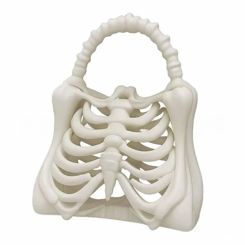 Novelty Skeleton Handbag Gothic Rib Cage Shape Purse, Unique Halloween Party Clutch Bag for Women ,Clutch Bag for Costume Party