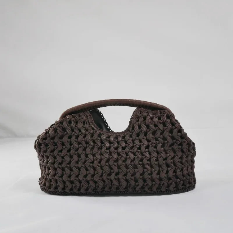 Woven Banquet Handbag Summer Bohemian Seaside Vacation Beach Bag Fashionable Advanced Clip Crossbody Bag Brand Women's Woven Bag