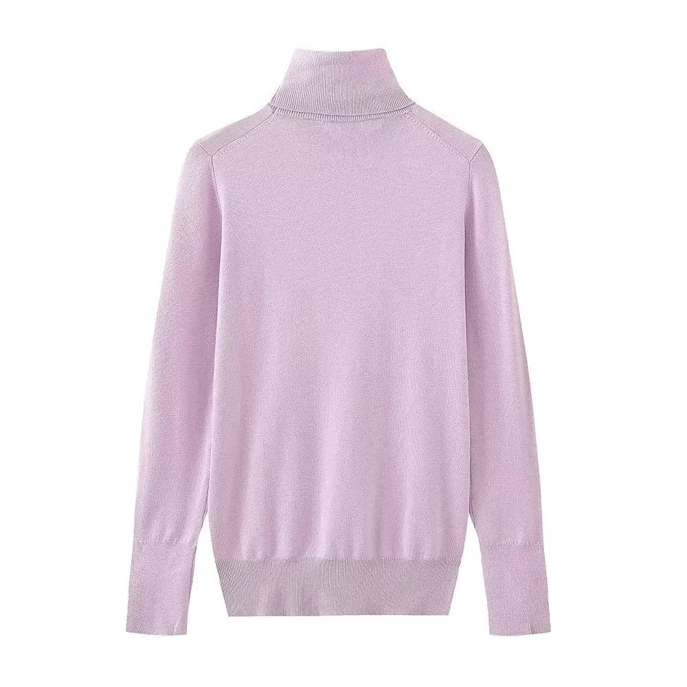 Women Long Sleeve Basic Turtleneck Knit Sweater Casual Pullover Knitwear