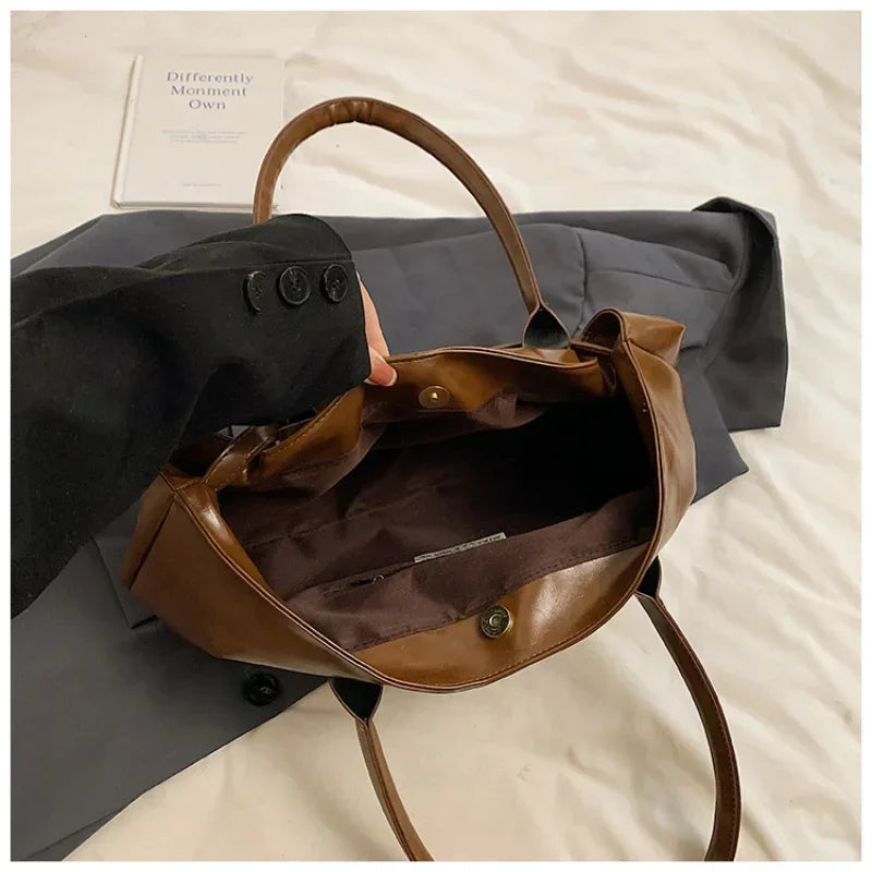 PU Leather Tote Slouchy Hobo Handbag