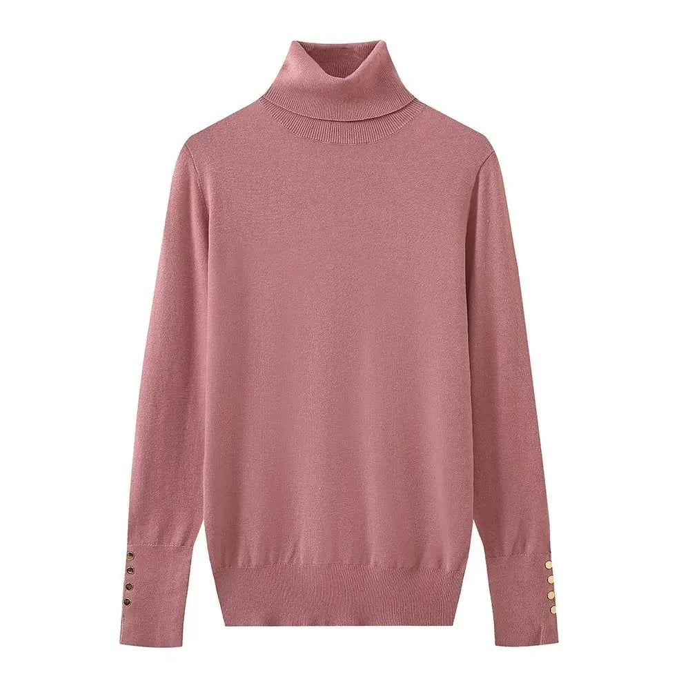 Women Long Sleeve Basic Turtleneck Knit Sweater Casual Pullover Knitwear
