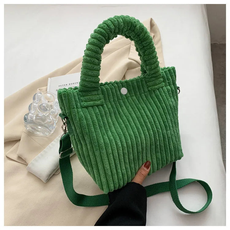 2025 Trend New Handbags Niche Versatile Bucket Shoulder Bags Fashion Corduroy Women's Bag Female Nylon Button Crossbody Bags