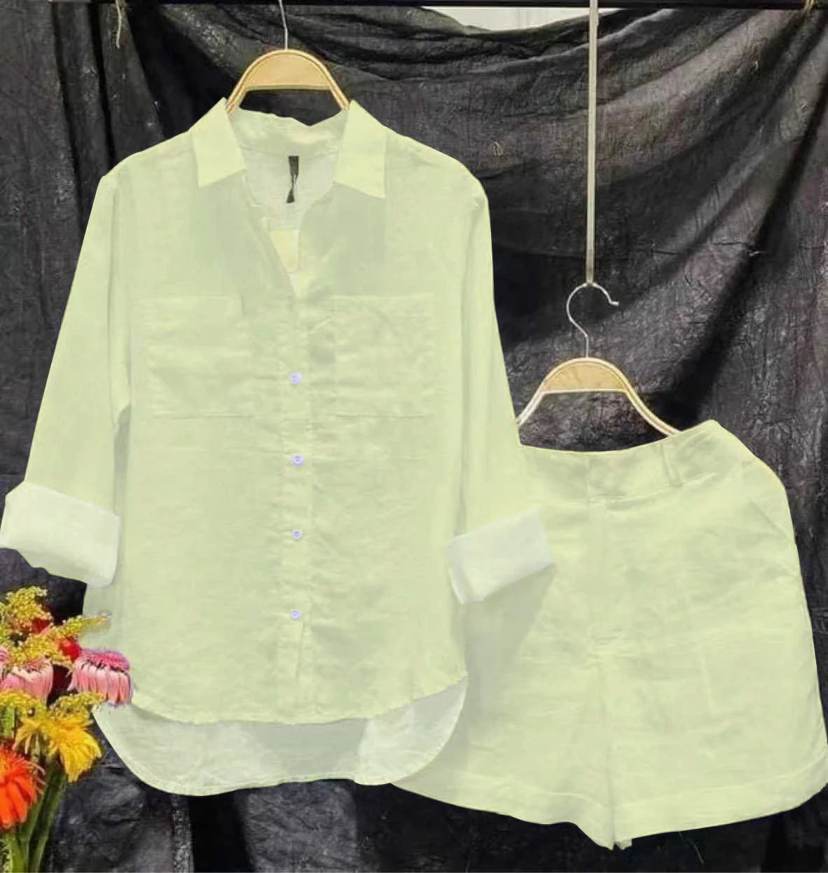 🙋Long Sleeve & Shorts Cotton Linen Casual Set for Women💥💯
