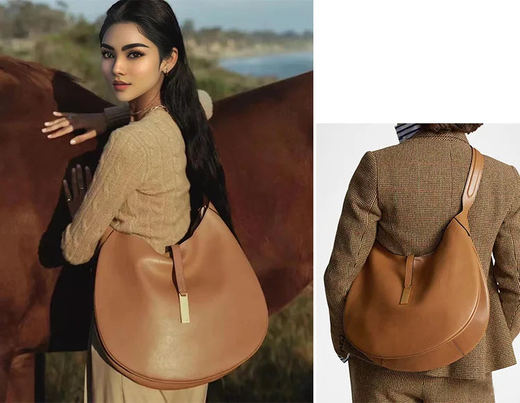 Women's Underarm bag Suede Splicing Pu Crescent Leather Bag