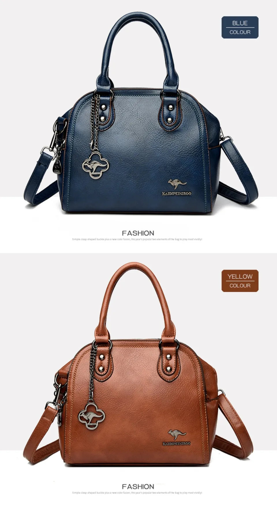 Genuine Kangaroo Brand Soft Pu Leather Hand Bag Small Handbags Women Shoulder Bags for Mother 3 Layers Tote Commuting Bag Summer