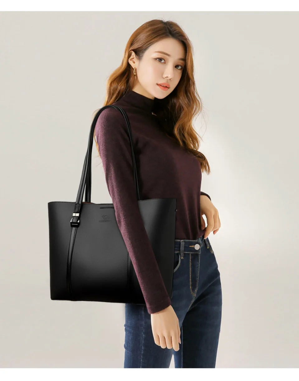 Shopping Bags for Daily Commuting Luxury Shoulder Bags High-End Pu Leather Handbags Caual Tote Hand Bags For Mother Sac New