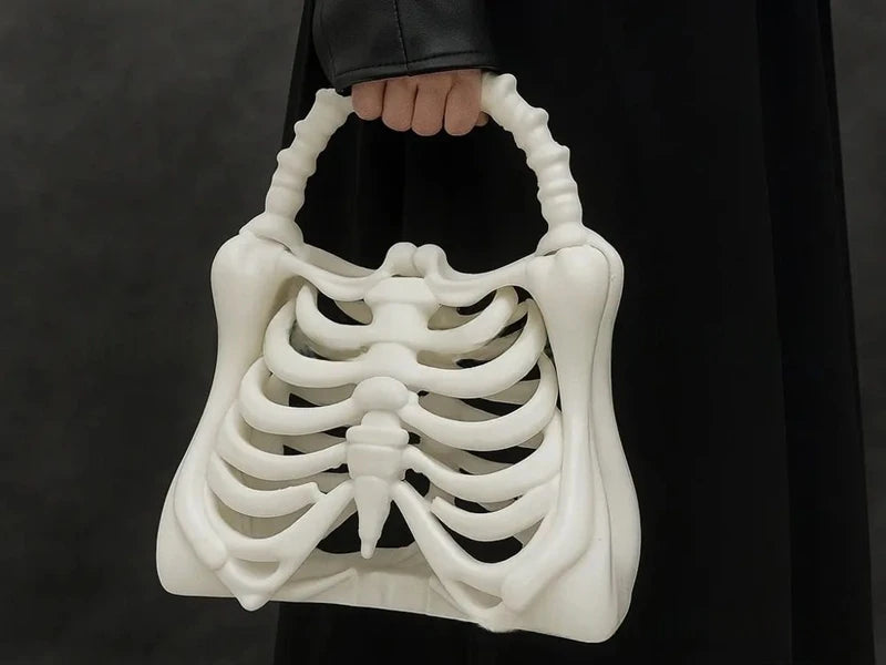 Skeleton Handbag Gothic Rib Cage Shape Purse, Unique Halloween Party Clutch Bag Gift for Women ,Clutch Bag for Costume Party