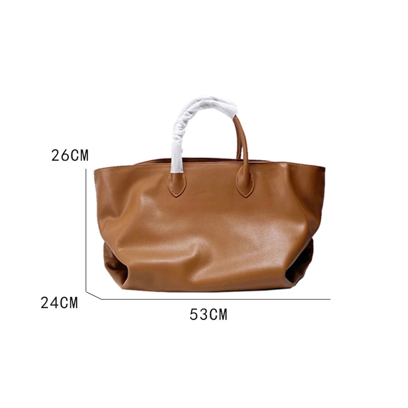 Large Capacity Big Bags For Women Luxury Designer Handbag And Purses 2026 New In Vintage Split Leather Simple Commuting Tote