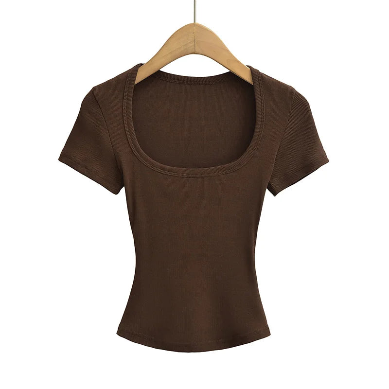Square Neck High Crop Top