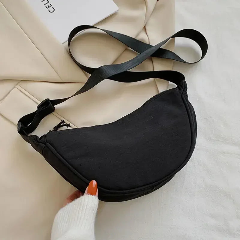 Simple Design Women's Messenger Bag Fashion Ladies Nylon Hobos Small Shoulder Bags Vintage Female Girls Purse Cloth Handbags