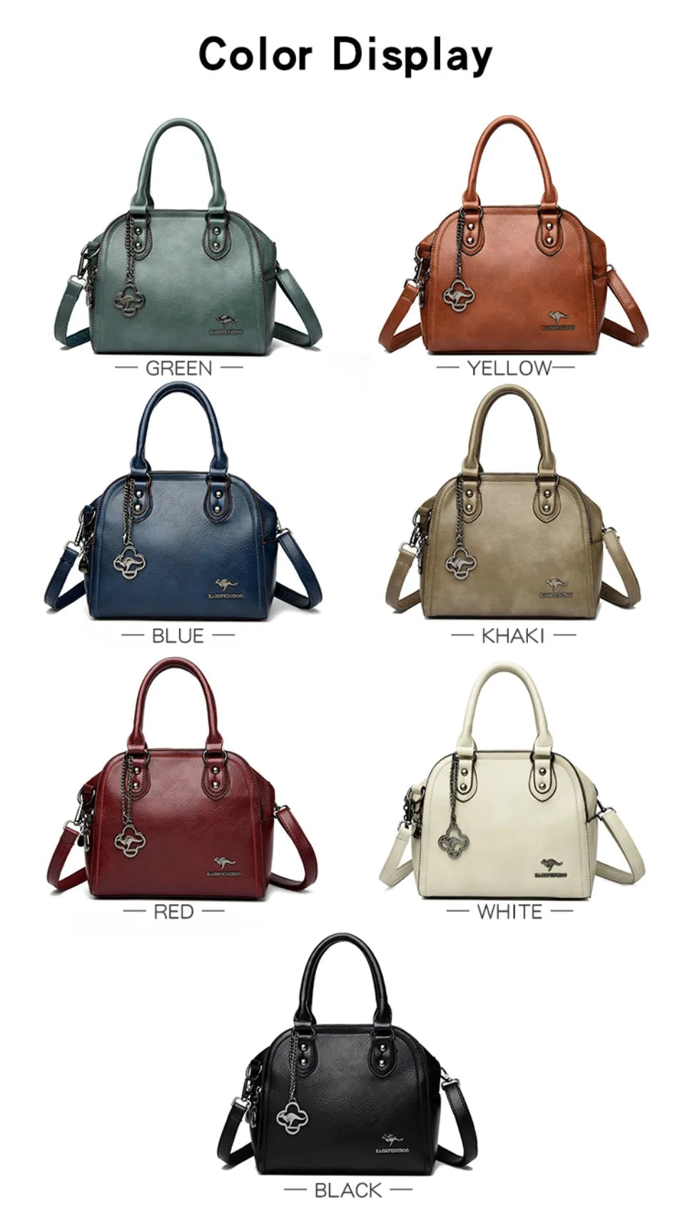 Genuine Kangaroo Brand Soft Pu Leather Hand Bag Small Handbags Women Shoulder Bags for Mother 3 Layers Tote Commuting Bag Summer