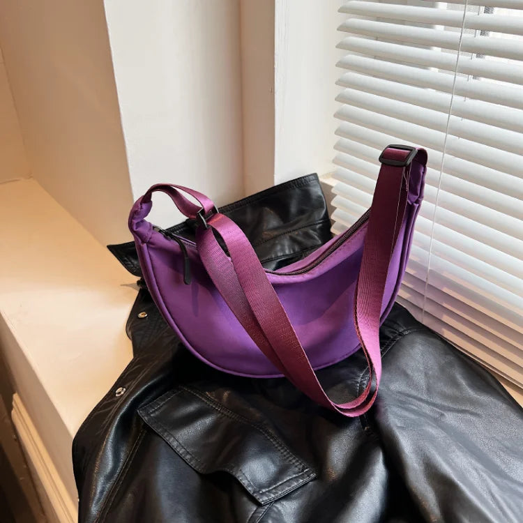 Simple Design Women's Messenger Bag Fashion Ladies Nylon Hobos Small Shoulder Bags Vintage Female Girls Purse Cloth Handbags
