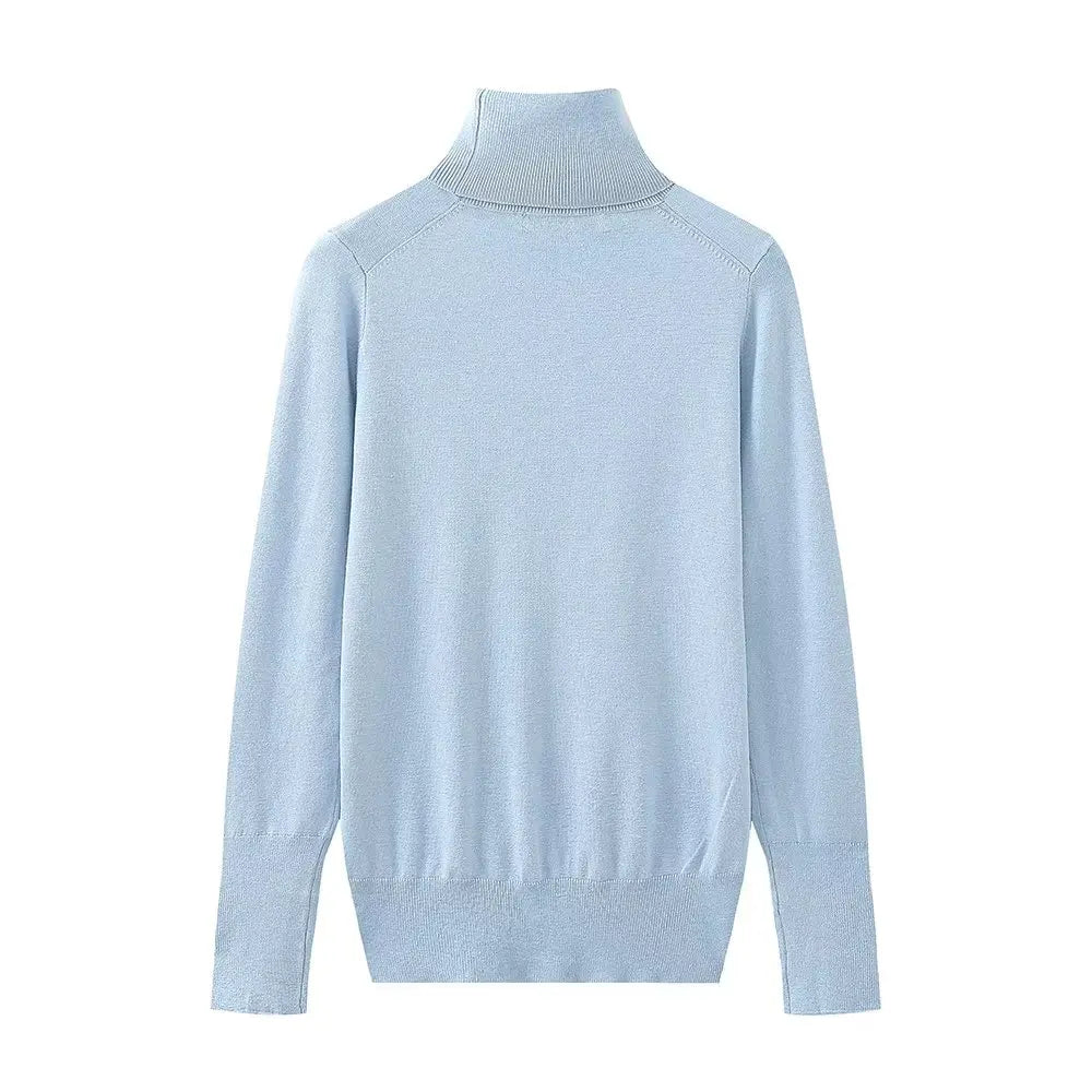 Women Long Sleeve Basic Turtleneck Knit Sweater Casual Pullover Knitwear