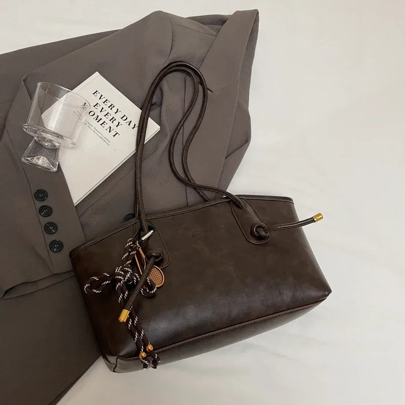 PU Leather Shoulder Bags For Women 2025 Spring Y2K Trend Female Crossbody Bag Lady Handbags And Purses Retro Tote Bag