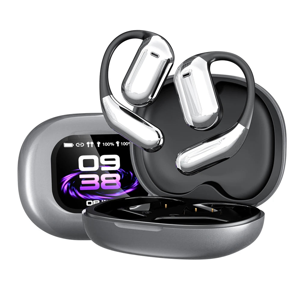 AI Translator Earbuds Touch Screen Open Ear Bluetooth 5.4 Voice Real-Time Language Translator