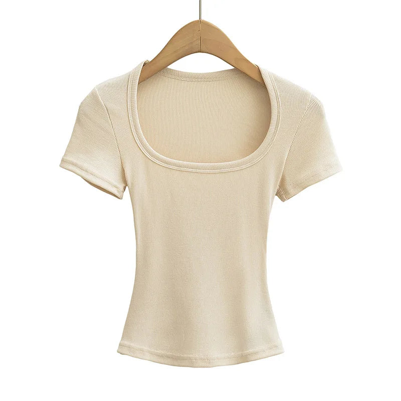 Square Neck High Crop Top