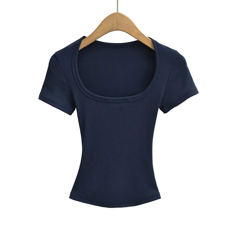 Square Neck High Crop Top