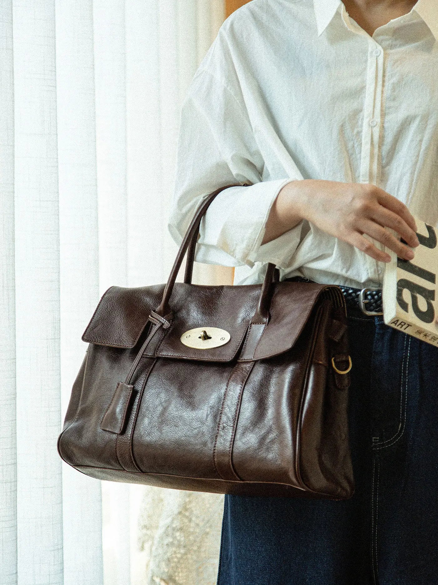 designer handmade genuine leather women large-capacity handbag fashion vintage cowhide multifunctional shoulder crossbody bag